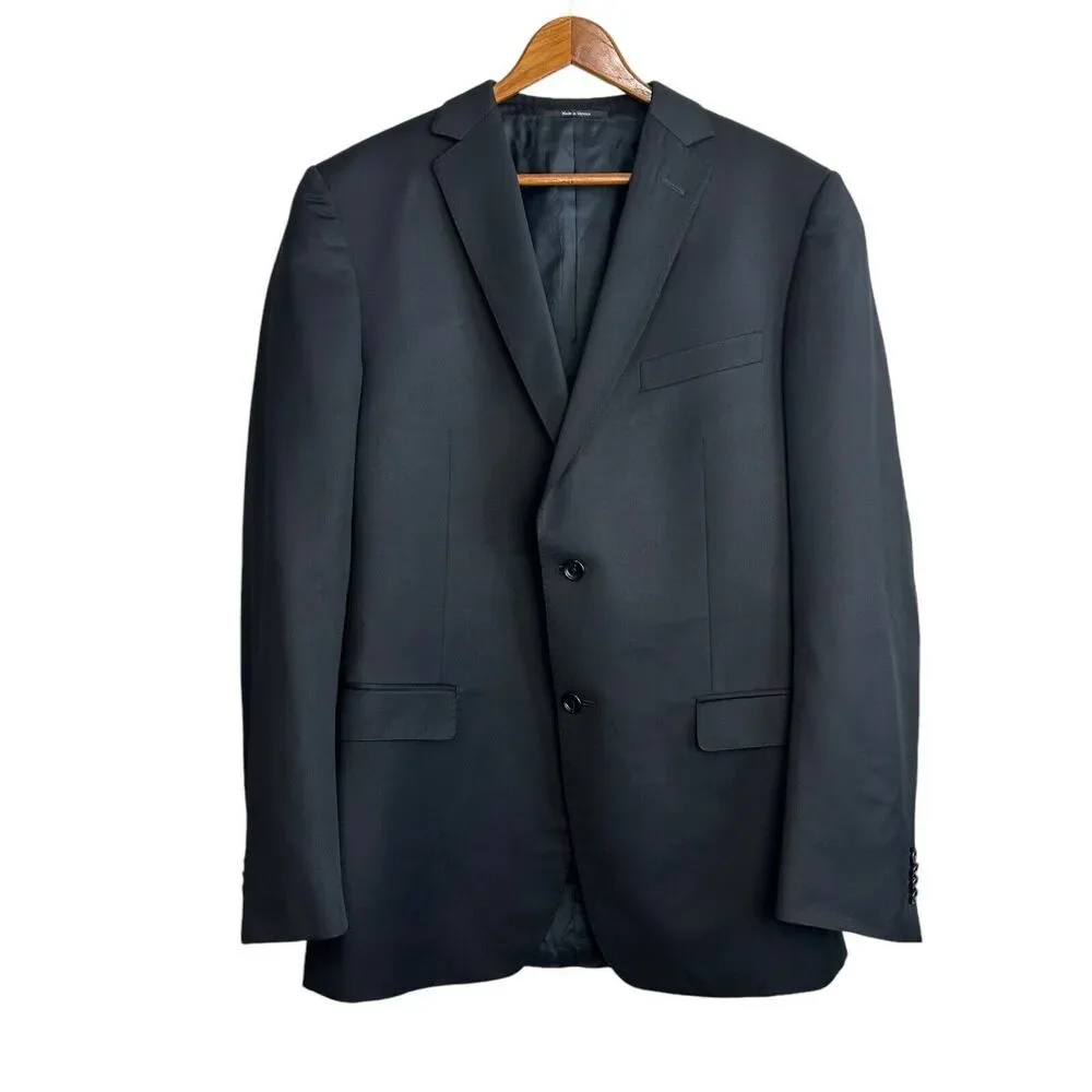 Z Zegna Black Wool Mohair Blazer Mens IT 54L / US 44 Long sport Coat Ermenegildo